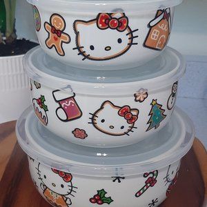 Hello Kitty Ceramic Food Storage Containers, Set of 3